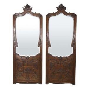 Pair Of Regency Period Mirrors In Carved Oak