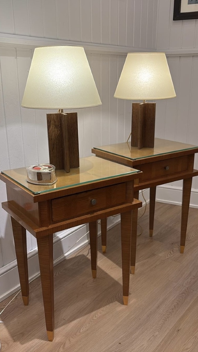 Pair Of Croisillon Table Lamps In The Style Of Jean-michel Frank-photo-1