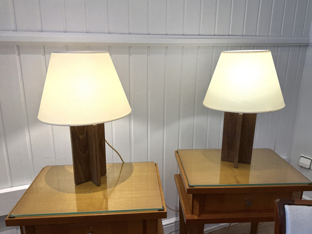 Pair Of Croisillon Table Lamps In The Style Of Jean-michel Frank-photo-2