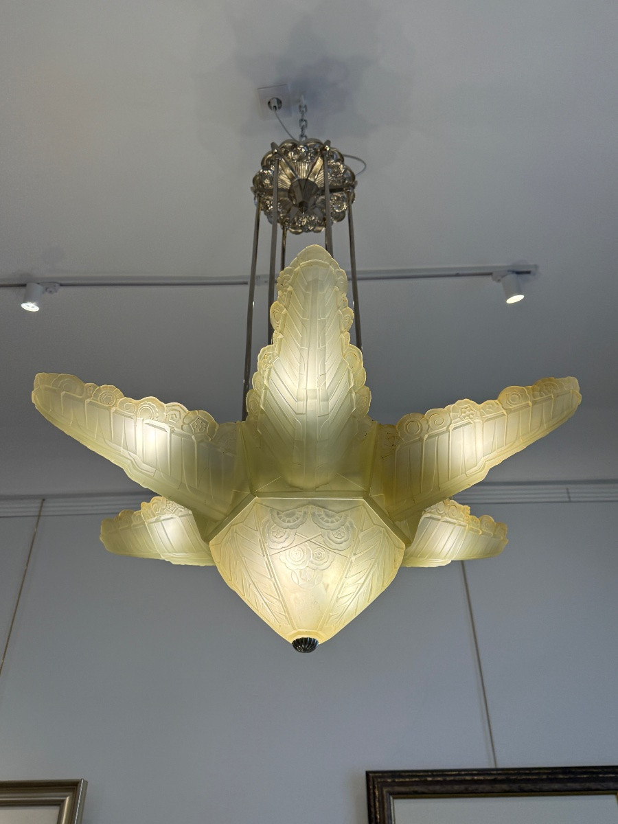 Grand lustre Art Déco de Marius-Ernest Sabino-photo-1