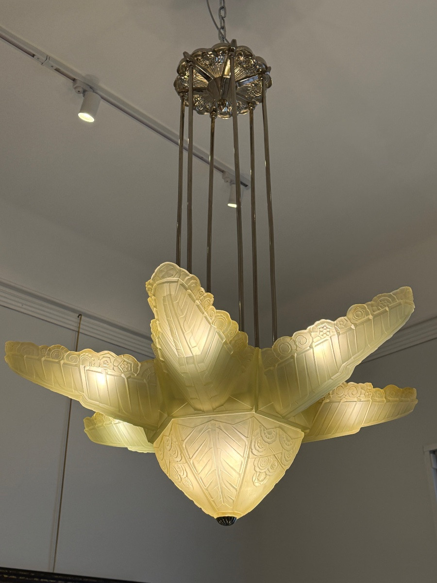 Grand lustre Art Déco de Marius-Ernest Sabino-photo-6