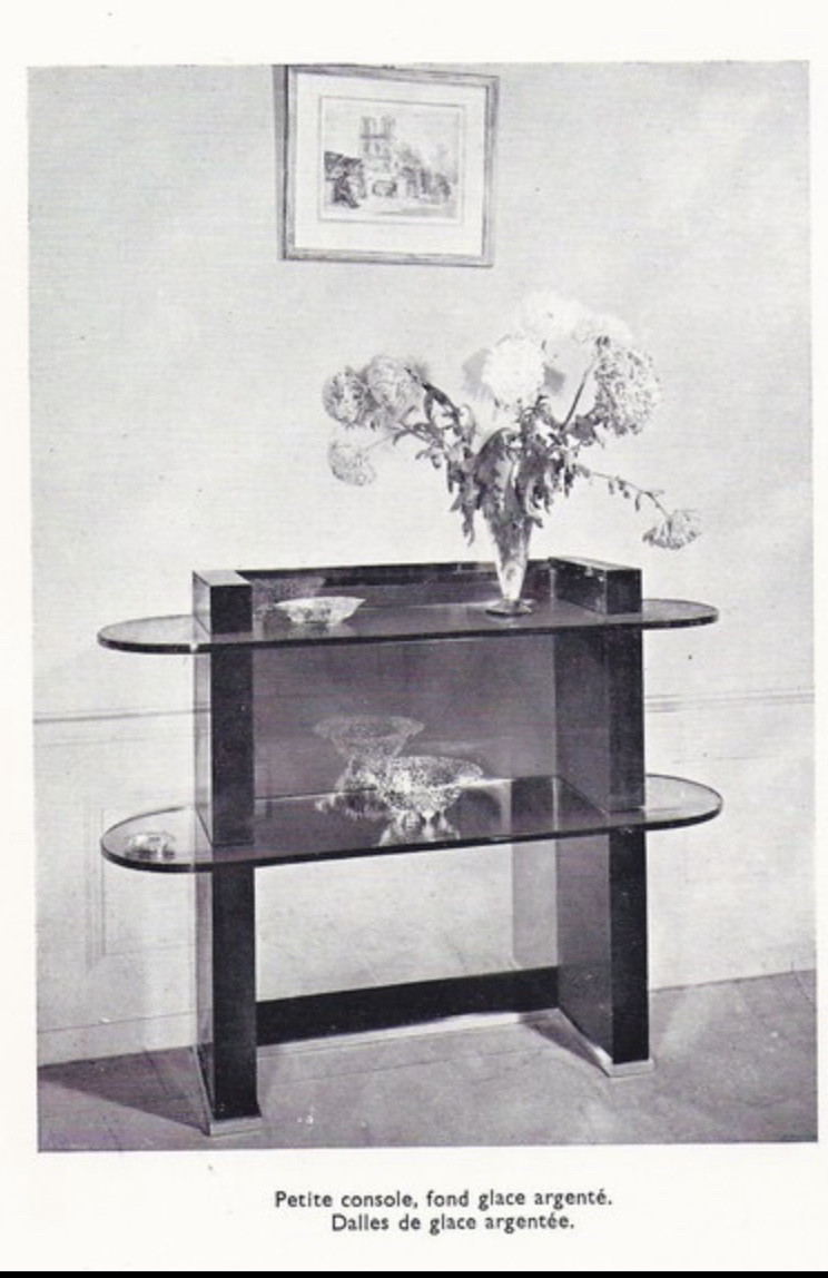 Console murale Art Déco en bois et verre, signée Jules Leleu-photo-8