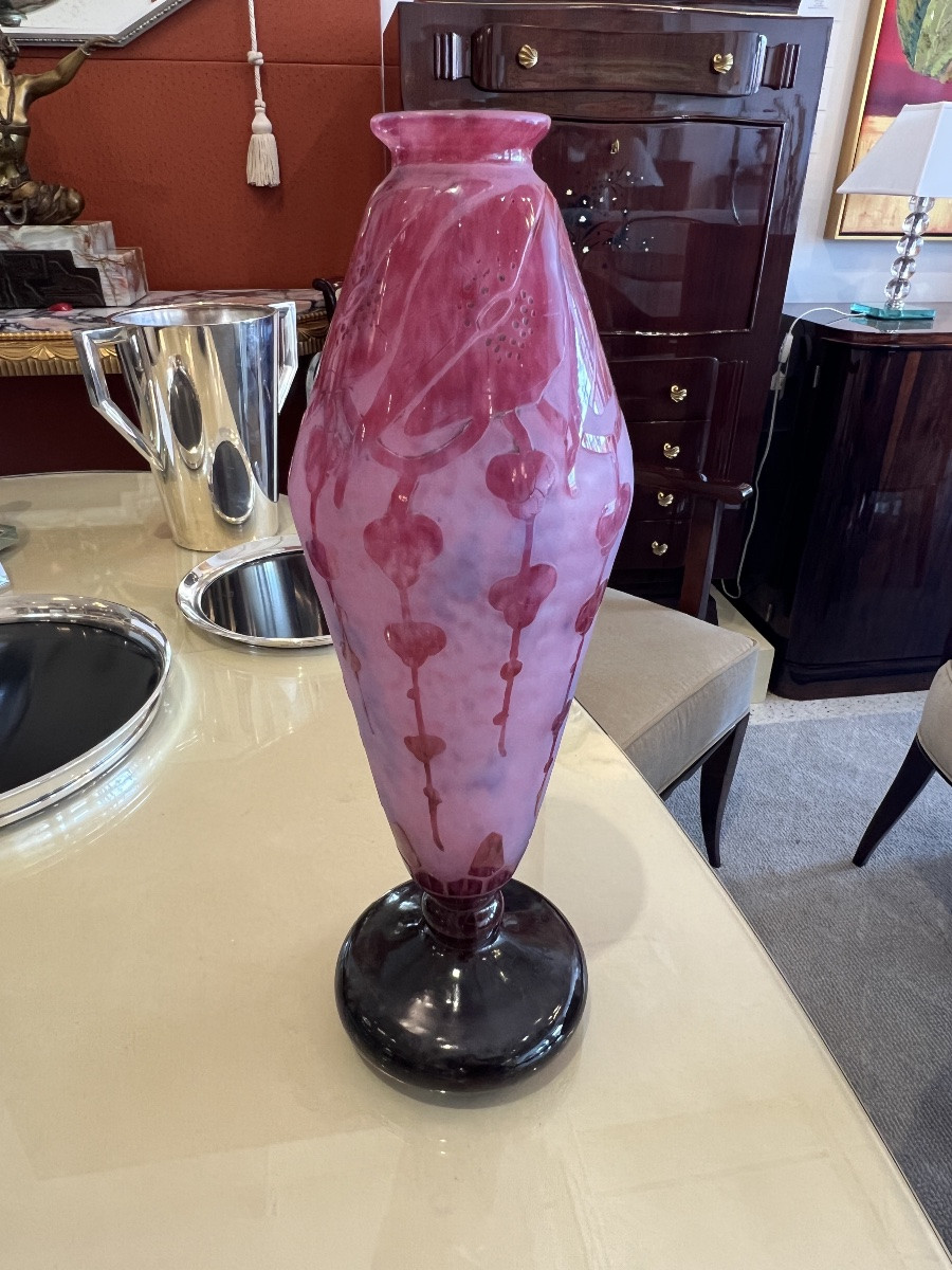Vase Art déco à motifs floraux Le Verre Français-photo-1