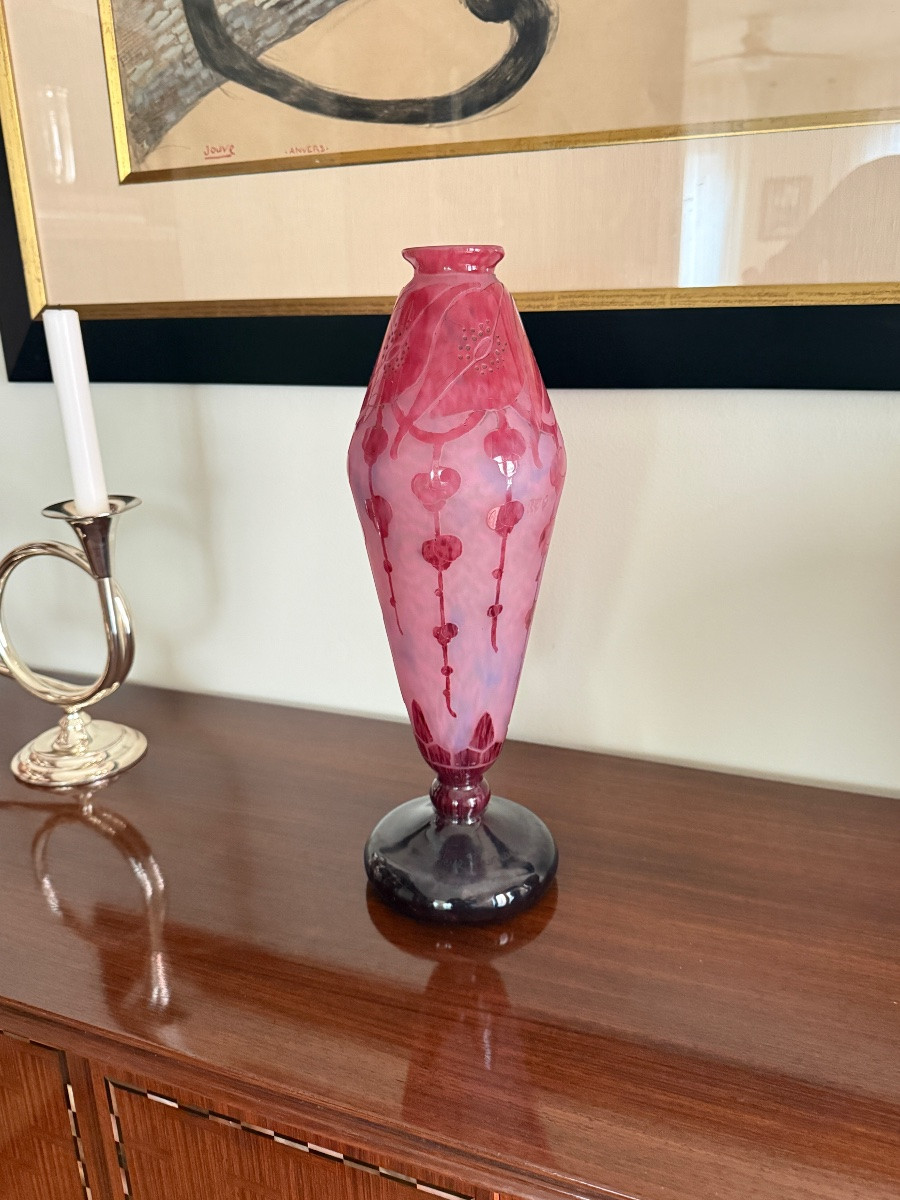 Vase Art déco à motifs floraux Le Verre Français-photo-6