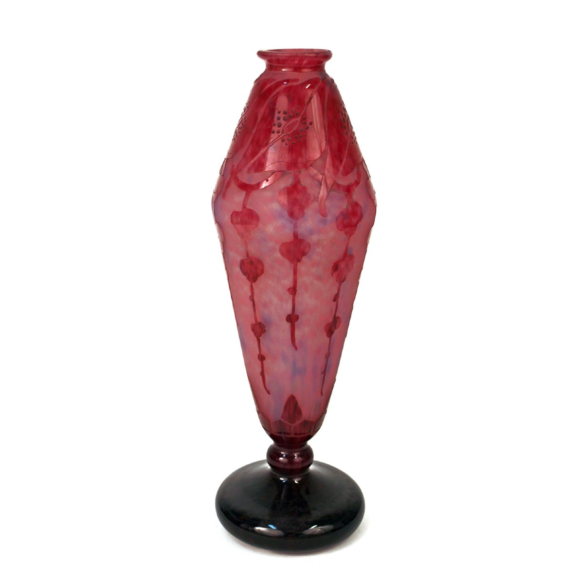 Vase Art déco à motifs floraux Le Verre Français