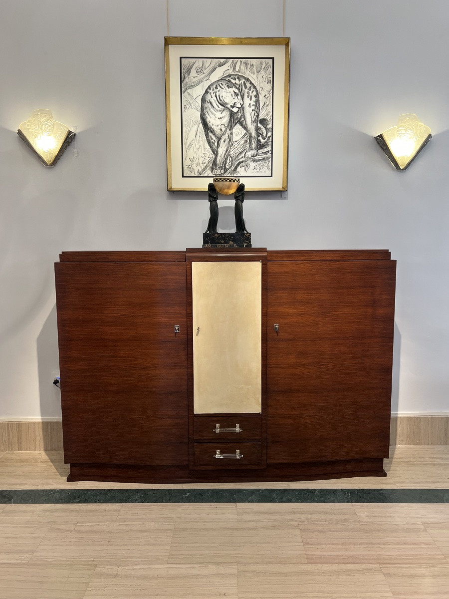 Art Deco Cabinet By Jules Leleu In Rosewood, Circa 1935-photo-2