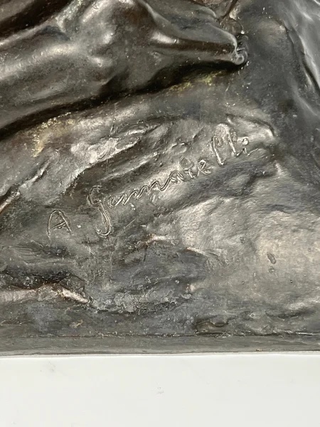 Sculpture Art déco en bronze à la cire perdue, nu féminin agenouillé par Amedeo Gennarelli-photo-3