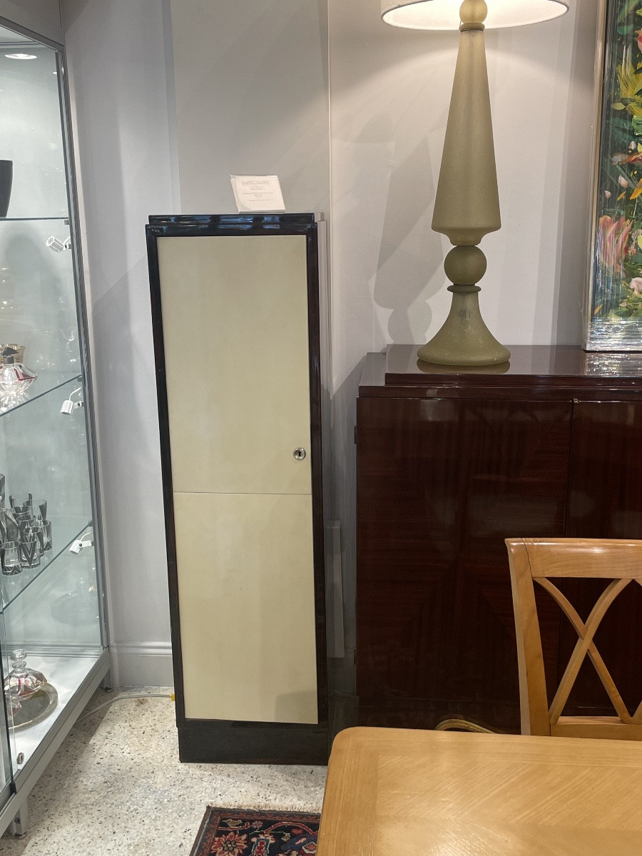 Paire de Meubles d’Appui Art Déco, Ébène de Macassar et Parchemin-photo-1