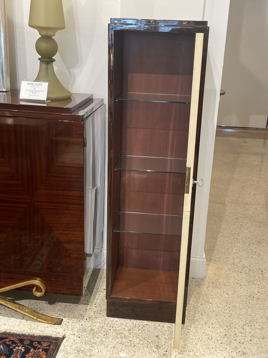 Paire de Meubles d’Appui Art Déco, Ébène de Macassar et Parchemin-photo-3