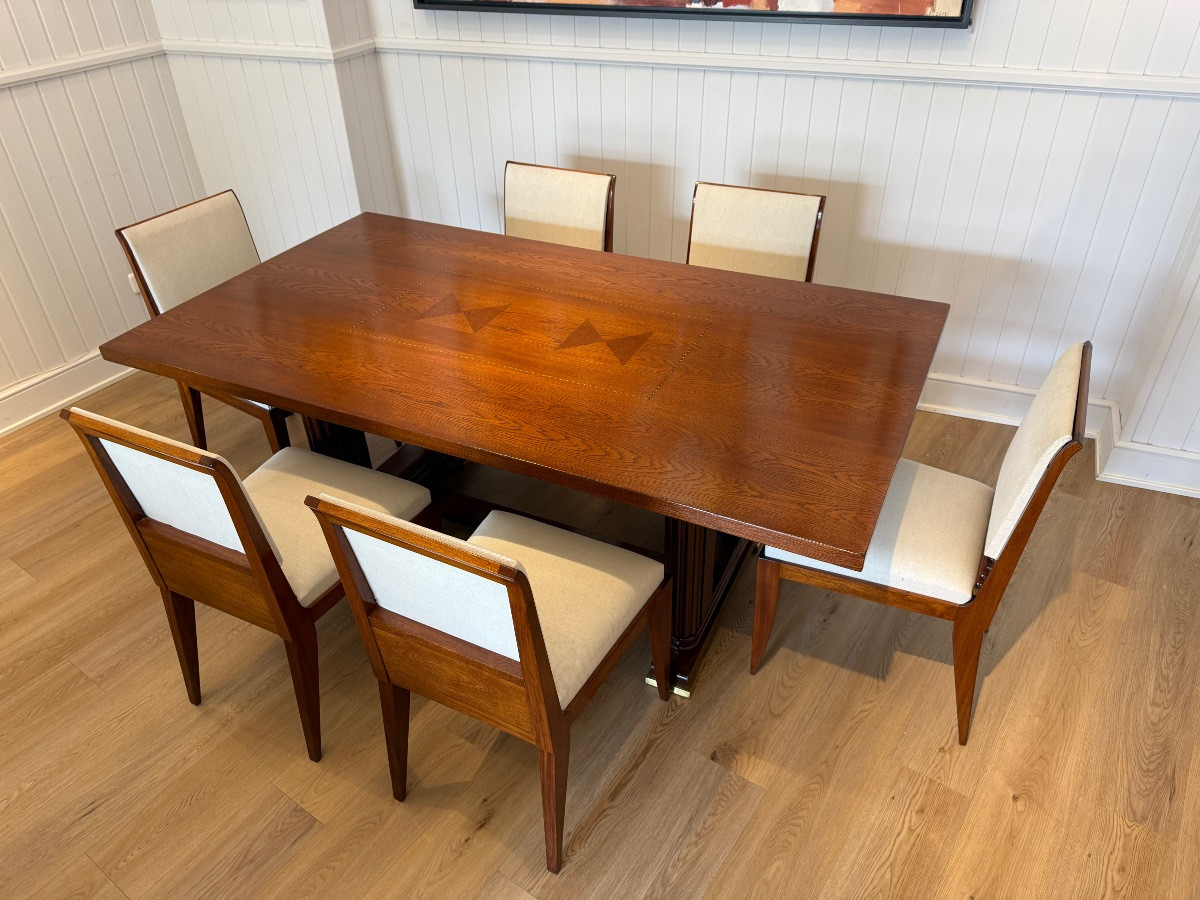 Importante salle à manger Art Déco en chêne attribuée à Maxime Old.-photo-3