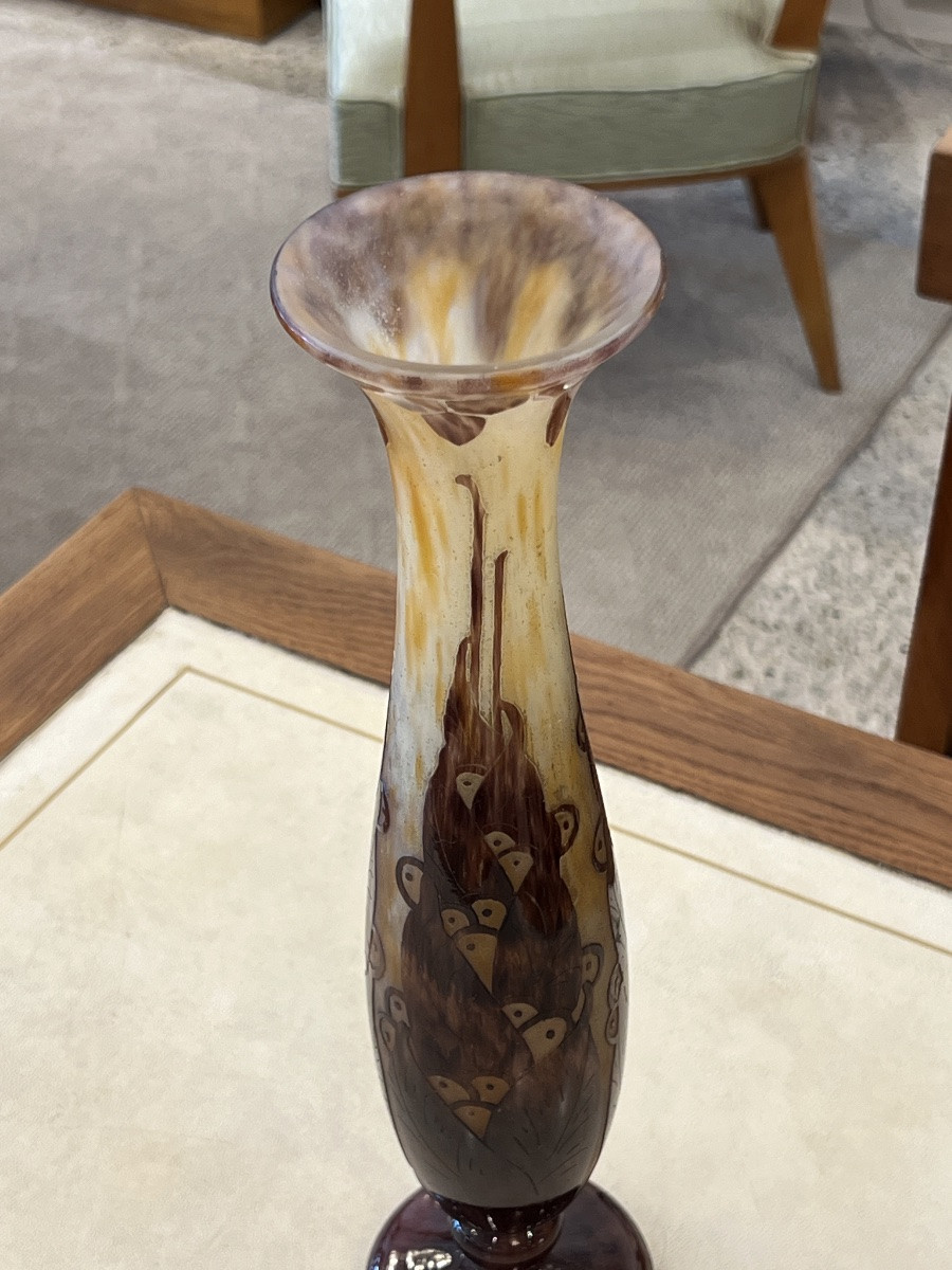 Le Verre Français - Large Art Deco Baluster Vase With -photo-3