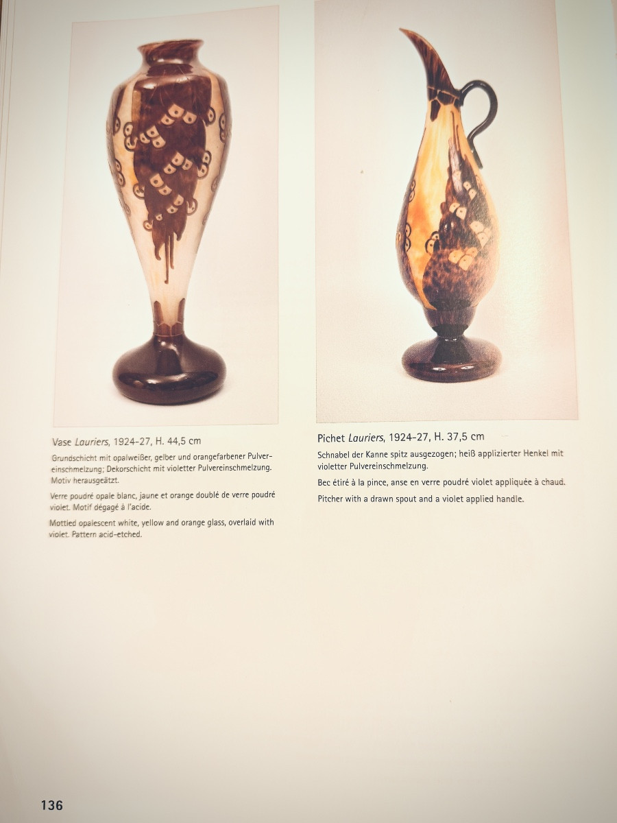 Le Verre Français - Large Art Deco Baluster Vase With -photo-4