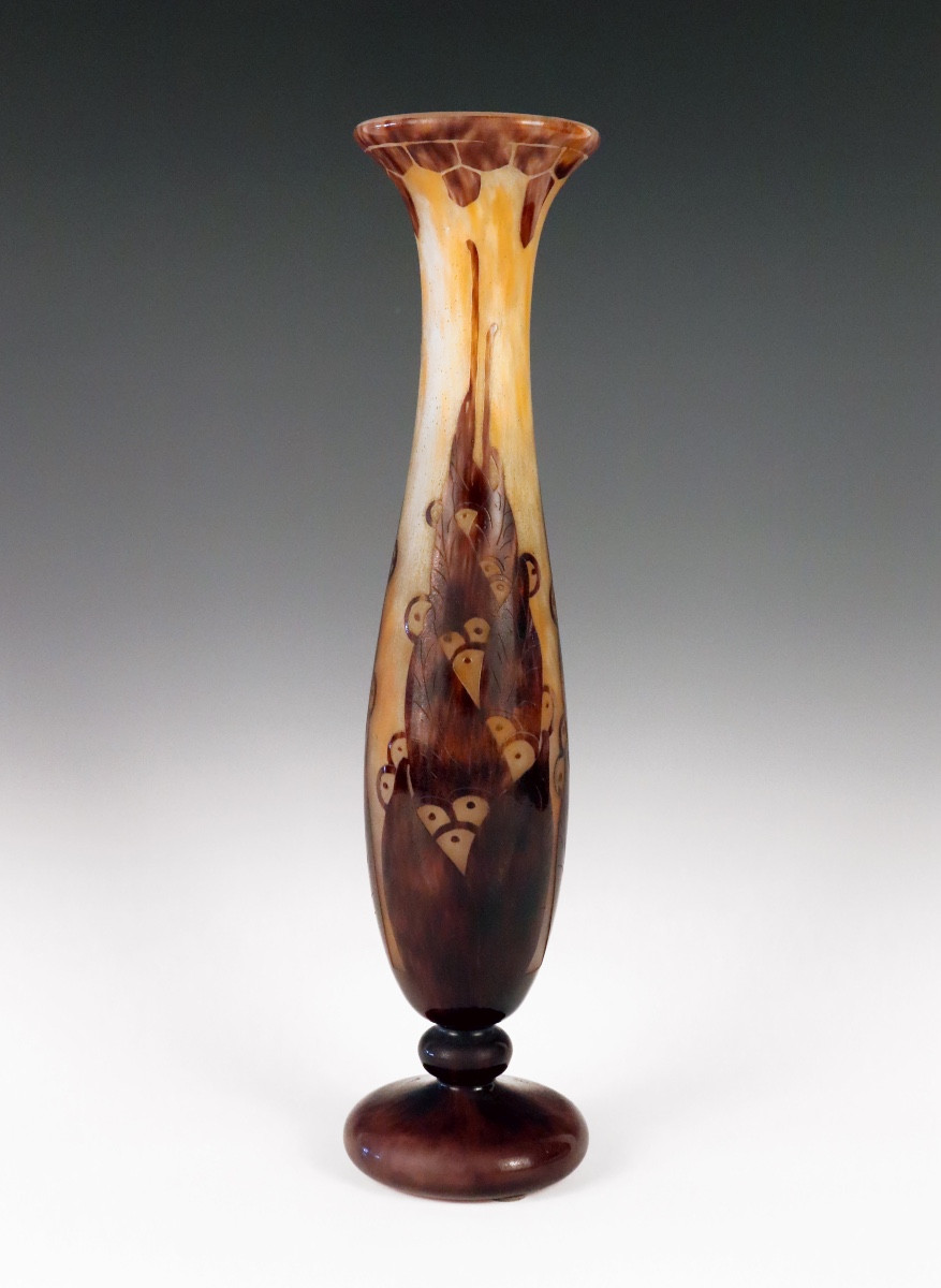 Le Verre Français - Large Art Deco Baluster Vase With -photo-5