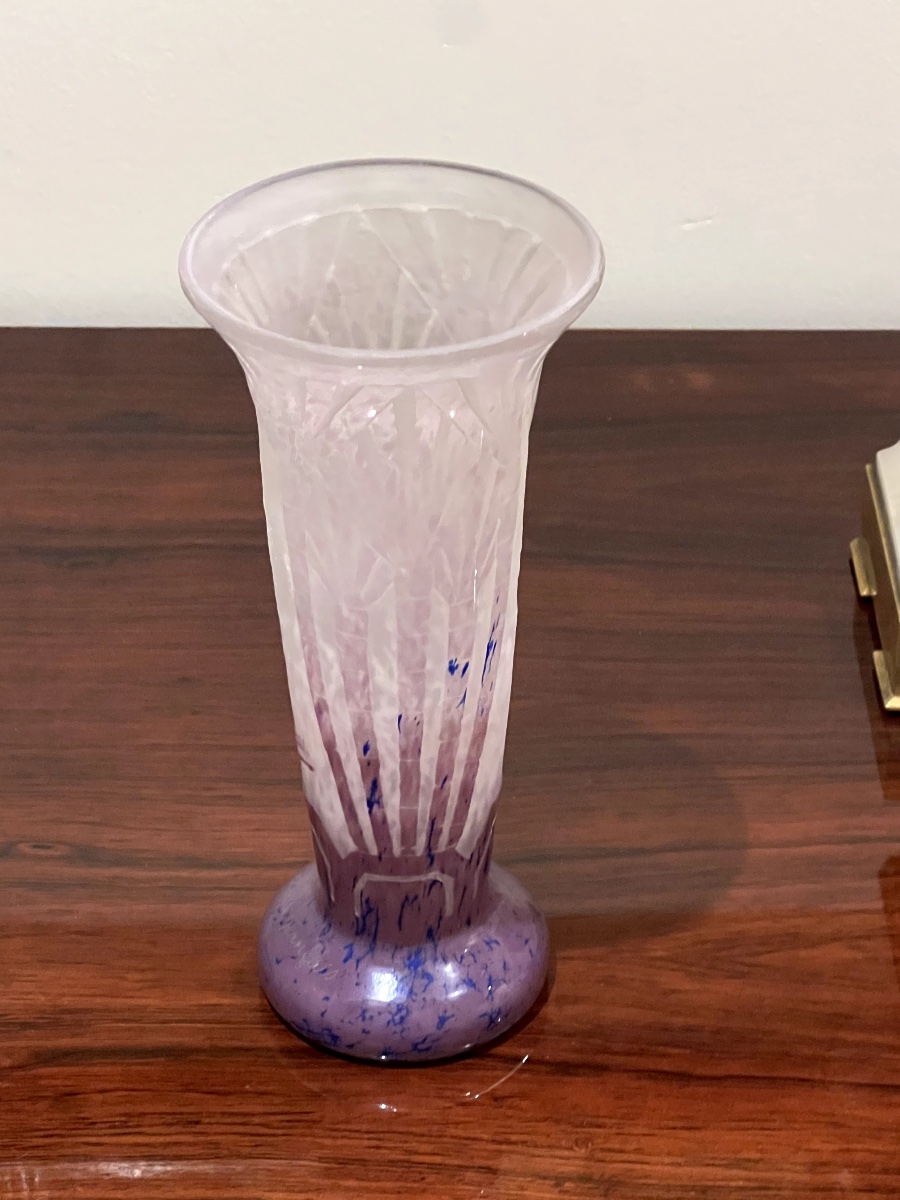 Art Deco Cameo Glass Vase Signed Le Verre Français.-photo-4
