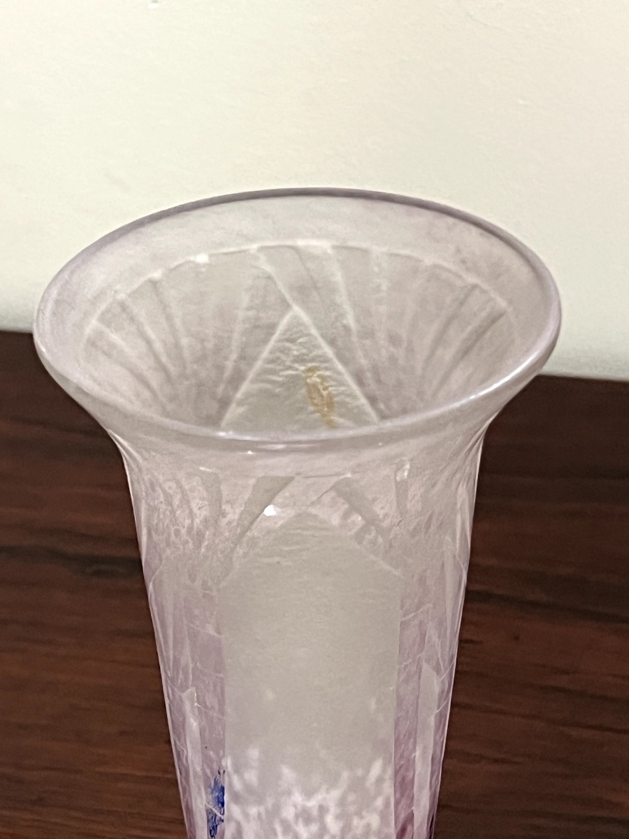 Art Deco Cameo Glass Vase Signed Le Verre Français.-photo-5