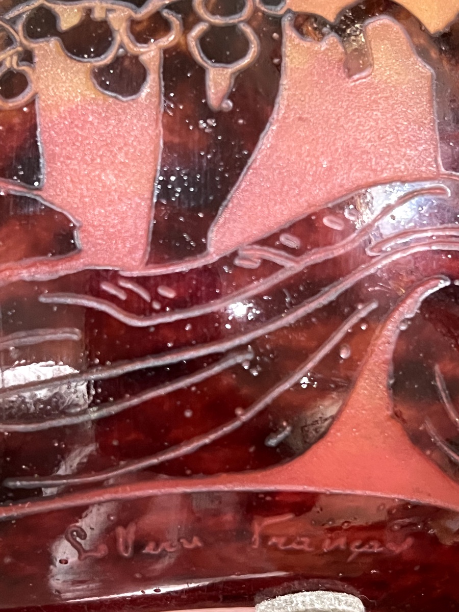 Vase Art Déco en verre camée signé Le Verre Français, décor « Campanules », vers 1922–1925.-photo-2
