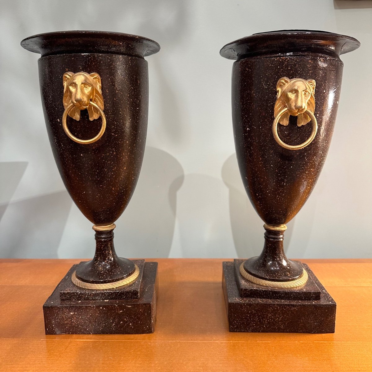 Paire de vases en tôle peinte époque Empire-photo-3