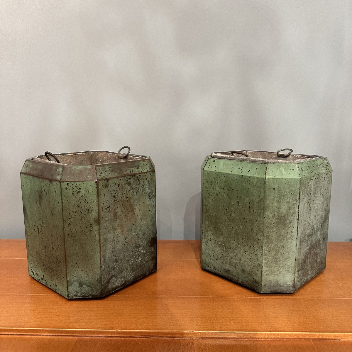 Pair Of Patinated Zinc Planters From The Early 20th Century