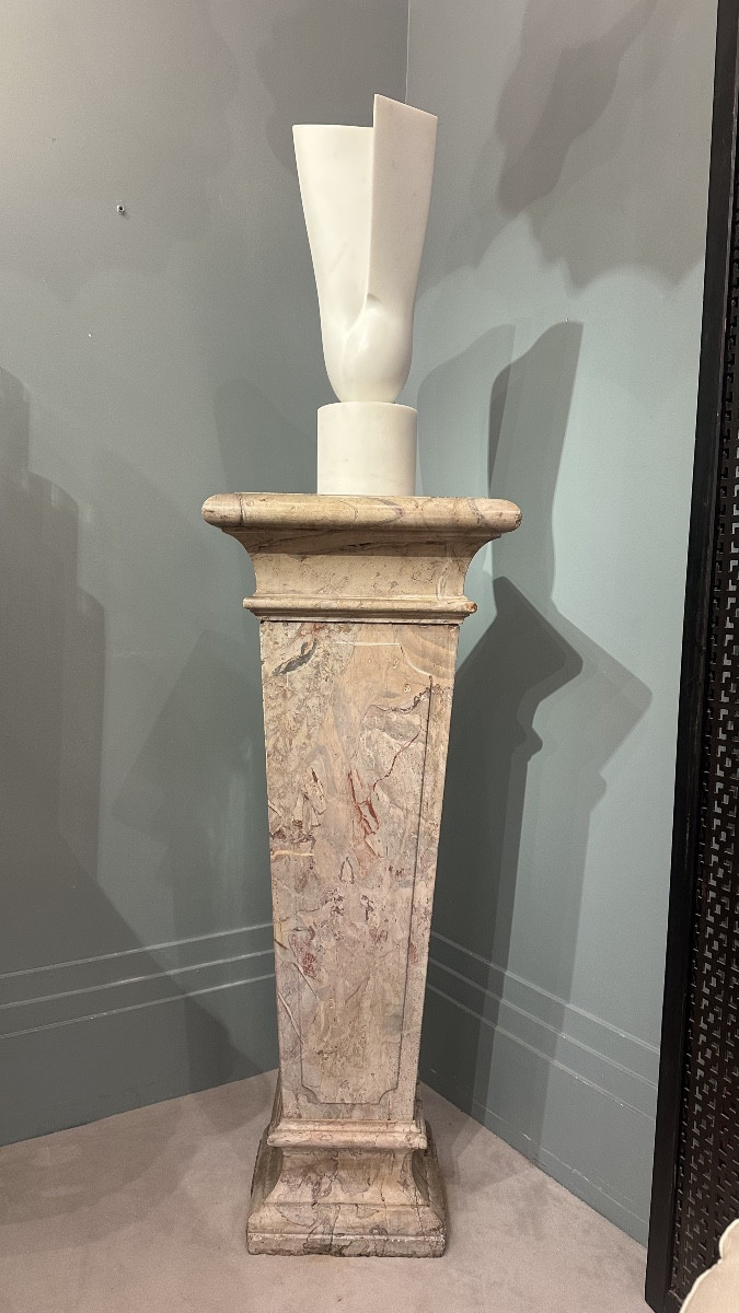 Gaine en marbre sarrancolin d'époque Louis XIV-photo-1