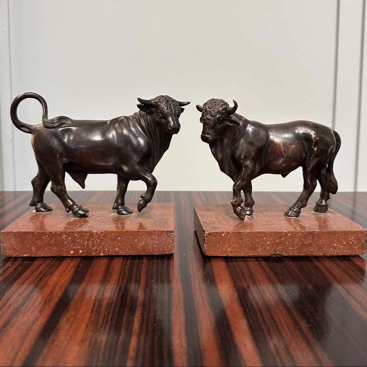 Pair Of Bronze Bulls After Antonio Susini-photo-2