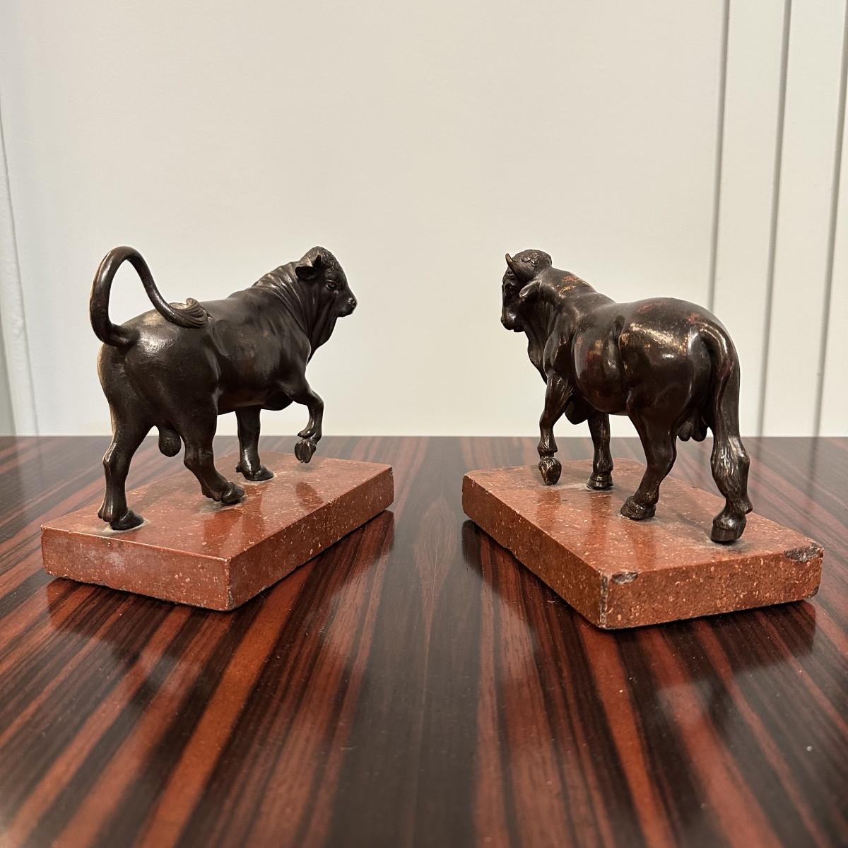 Pair Of Bronze Bulls After Antonio Susini-photo-3
