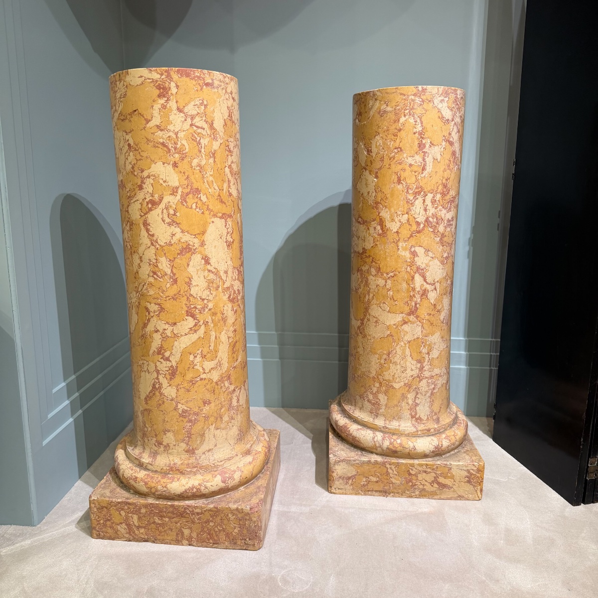 Pair Of Scagiola Columns 19th Century-photo-2