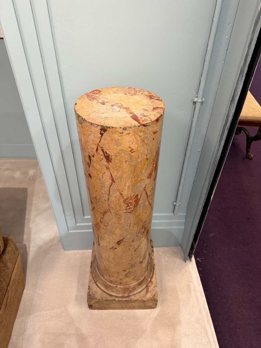 Colonne en scagliole à l'imitation du marbre sarrancolin-photo-2