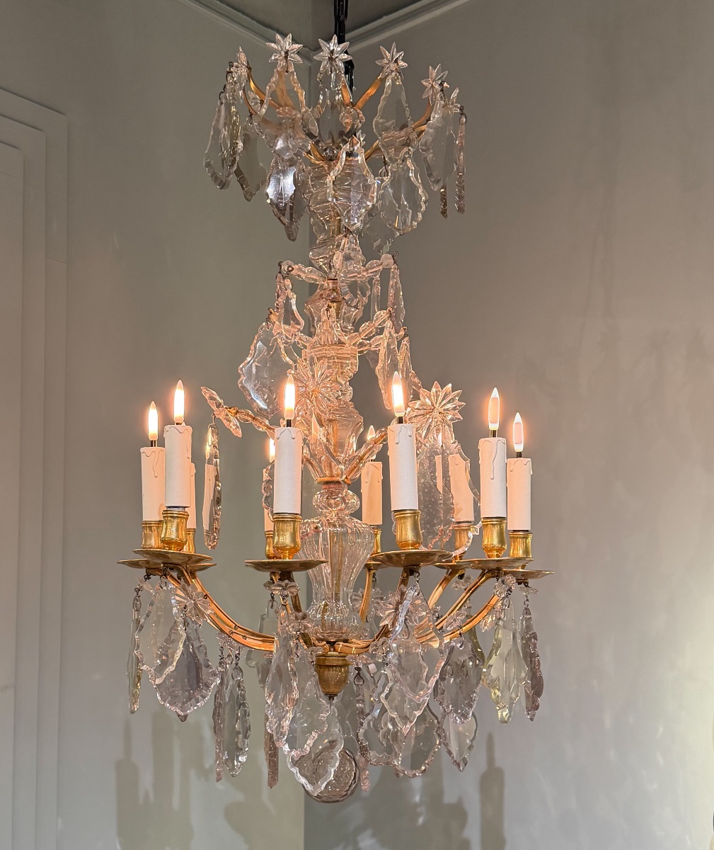 lustre cage époque Louis XV à dix lumières