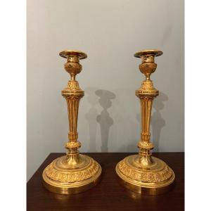 Pair Of Candlesticks Louis XVI Period By Claude Galle
