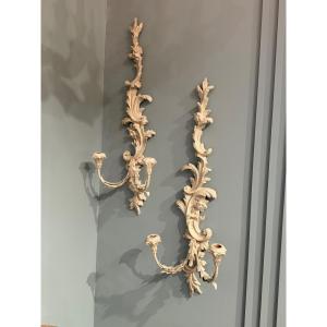 Pair Of Painted Wood Sconces