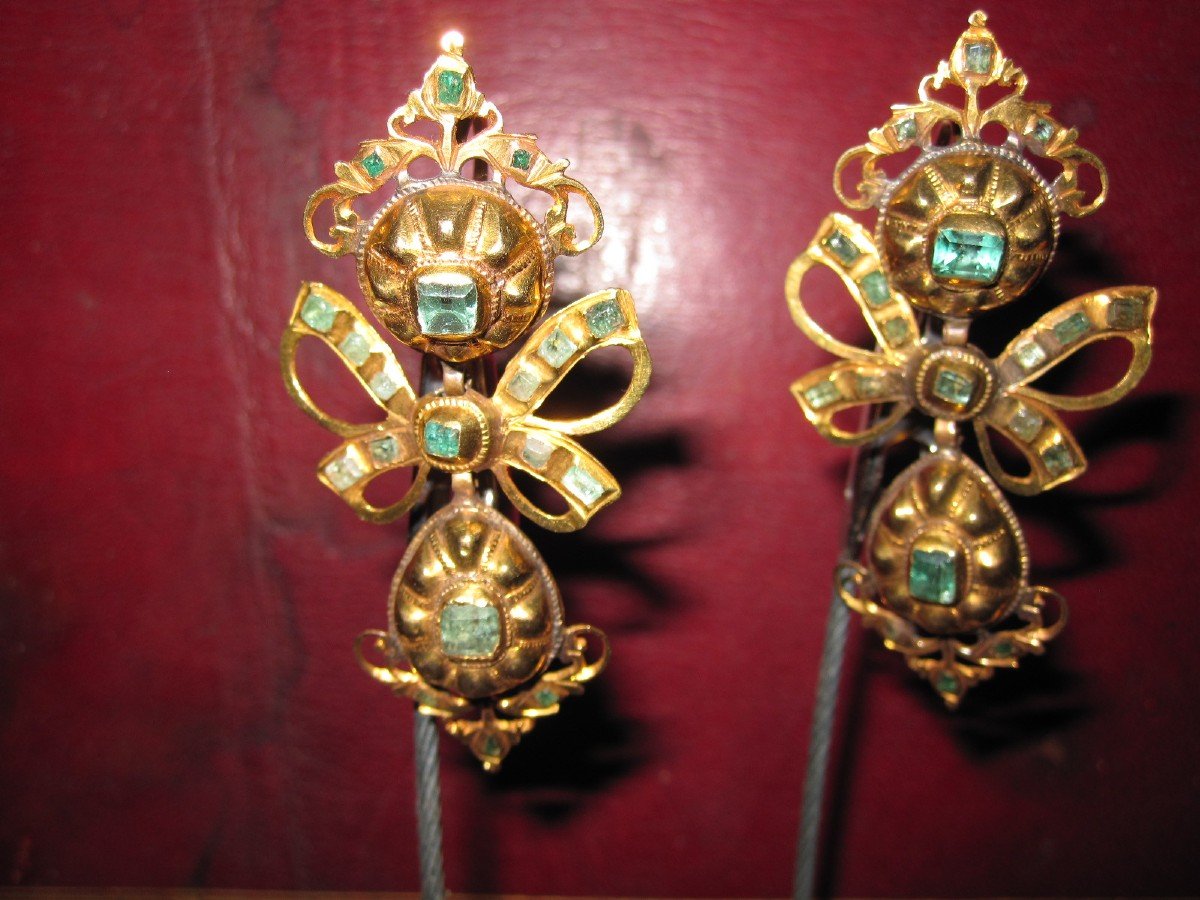 Belles Boucles d'Oreilles Baroques. Travail Espagnol Du XVIIIe Siècle-photo-2