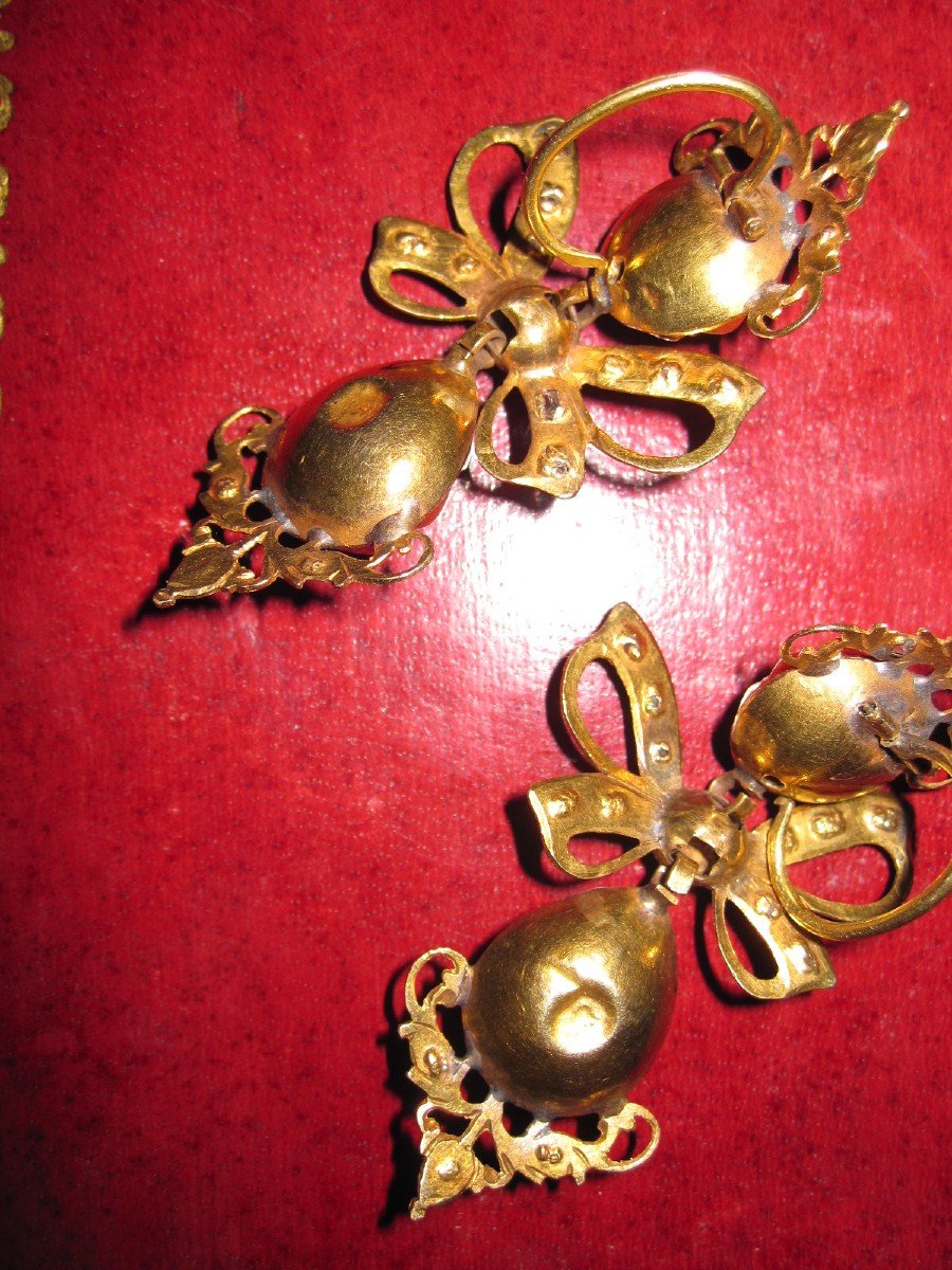 Belles Boucles d'Oreilles Baroques. Travail Espagnol Du XVIIIe Siècle-photo-1