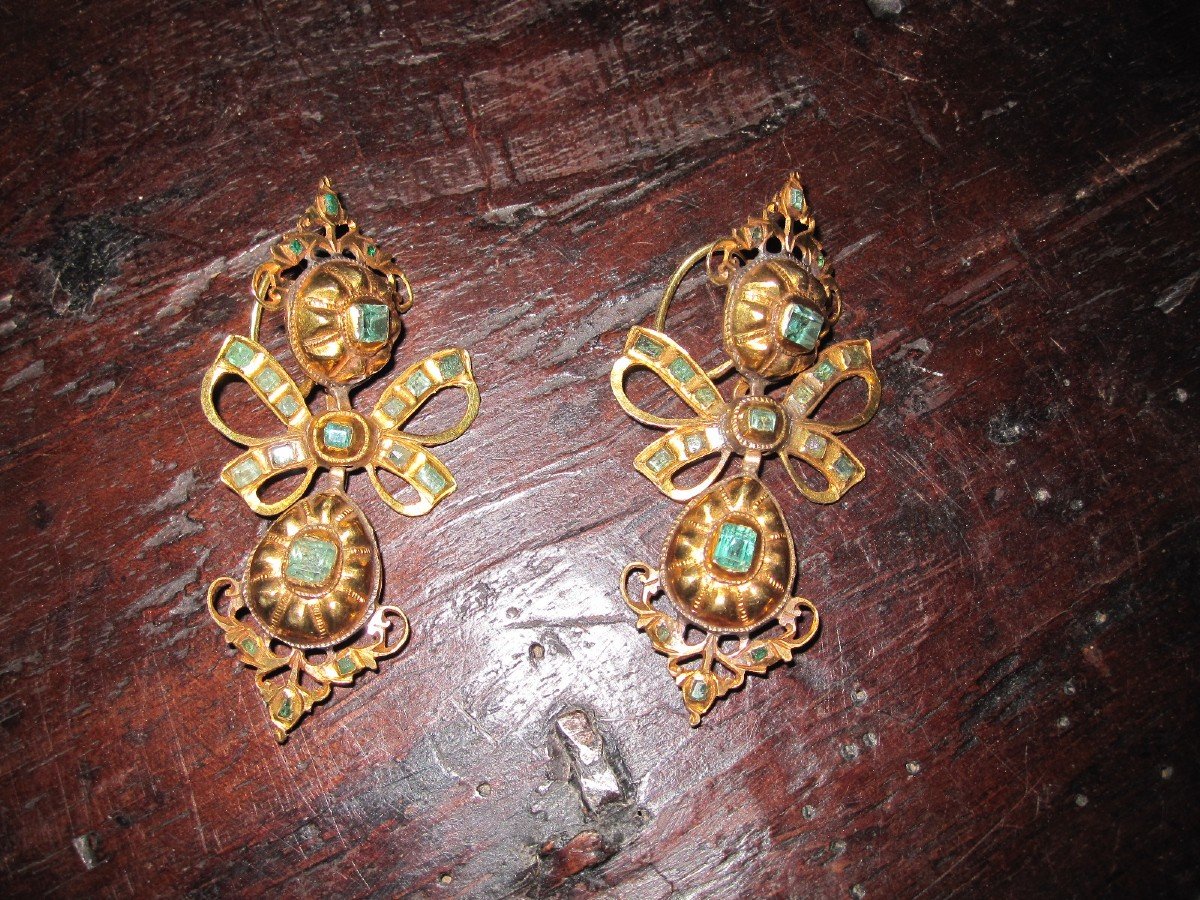 Belles Boucles d'Oreilles Baroques. Travail Espagnol Du XVIIIe Siècle-photo-2