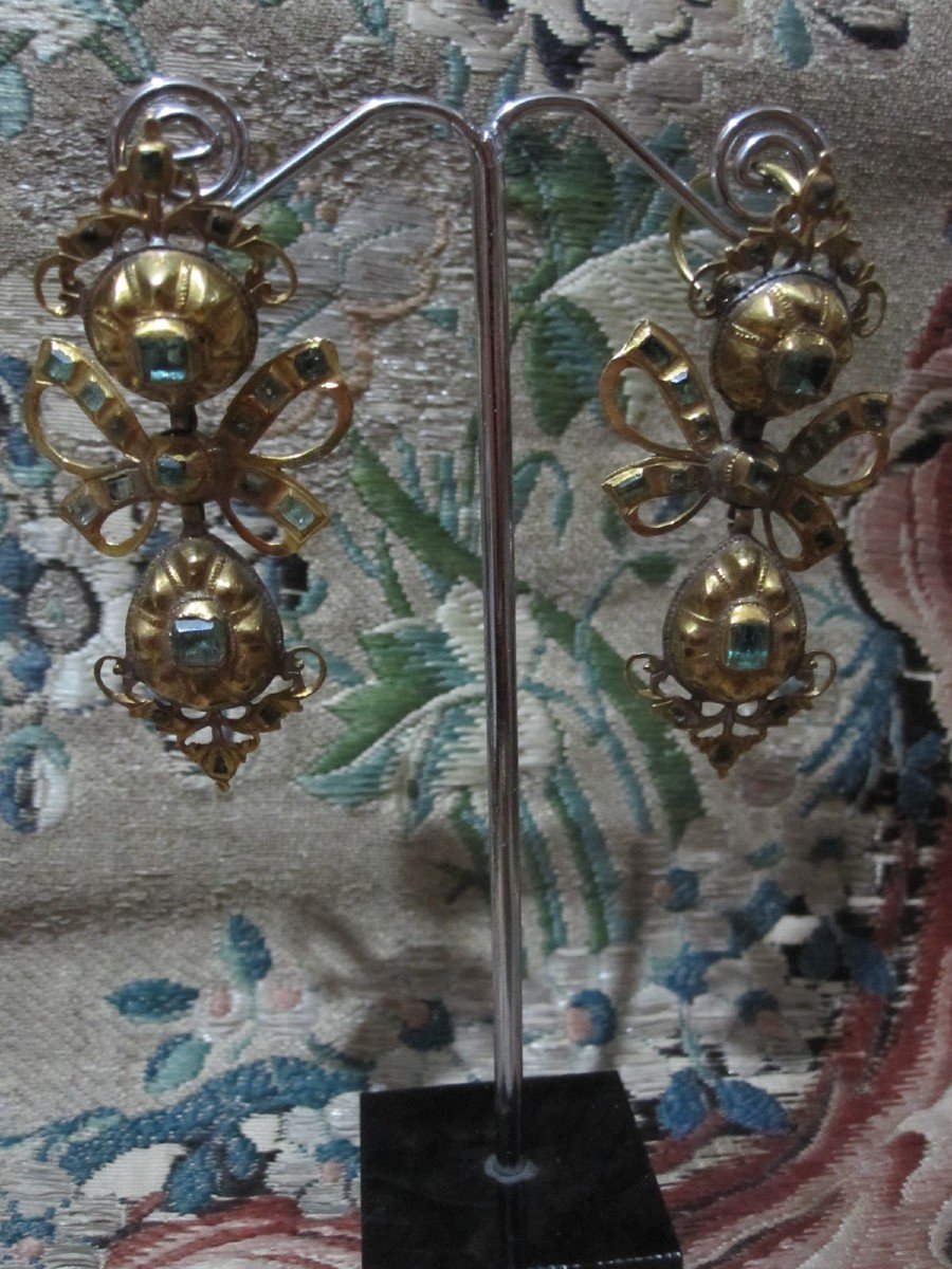 Belles Boucles d'Oreilles Baroques. Travail Espagnol Du XVIIIe Siècle-photo-5