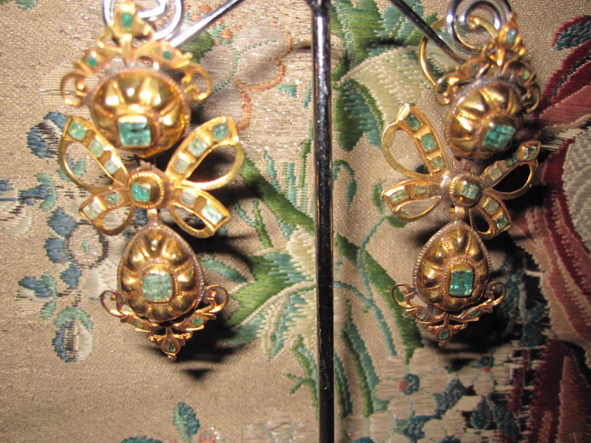 Belles Boucles d'Oreilles Baroques. Travail Espagnol Du XVIIIe Siècle-photo-6