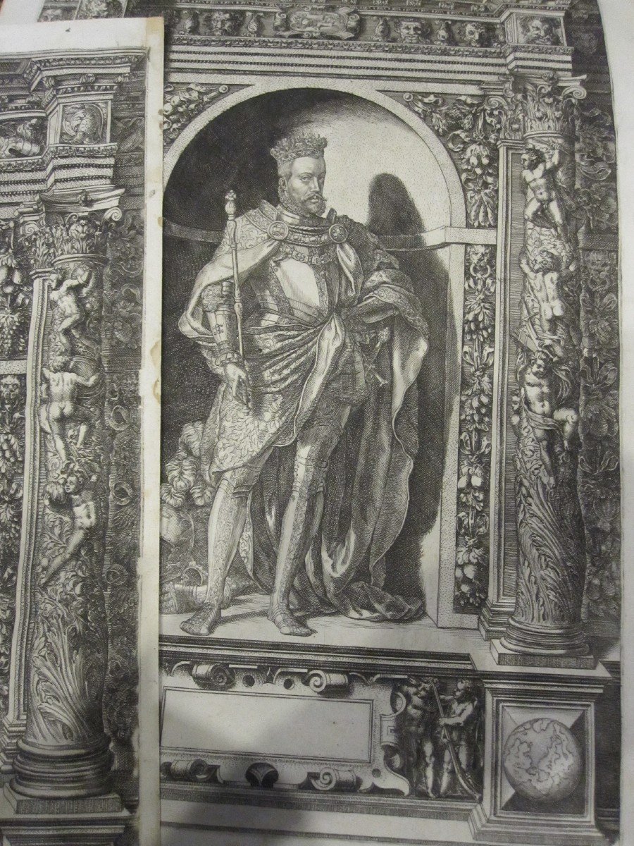Domenicus Custos (1559-1615) Trois grandes Eaux-fortes : Charles Quint, Ferdinand Et Philipp-photo-2
