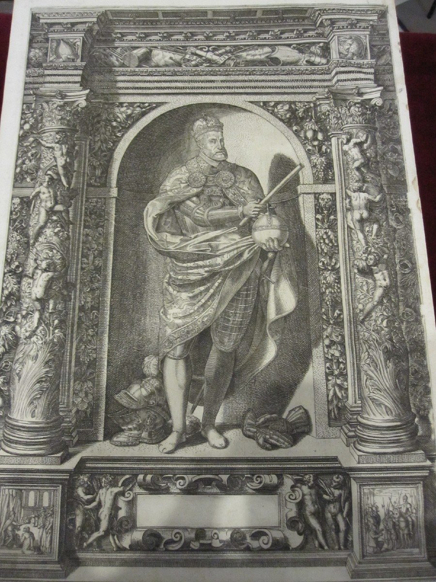 Domenicus Custos (1559-1615) Trois grandes Eaux-fortes : Charles Quint, Ferdinand Et Philipp-photo-5