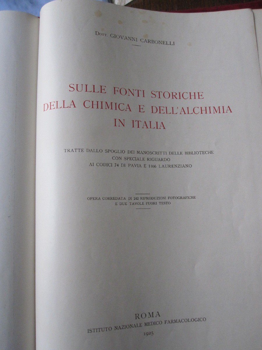 Sources Historiques De l'Alchimie En Italie. Livre Superbement Illustré. Rome 1925-photo-4