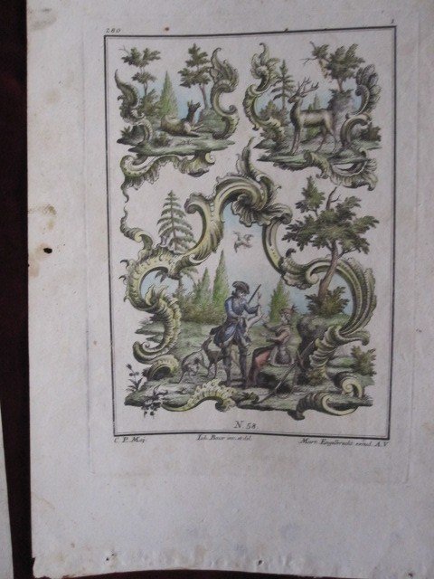 Pair Of Engravings With Pastoral Motifs And Seed Beads. Possible Patterns For Upholstering Them-photo-3