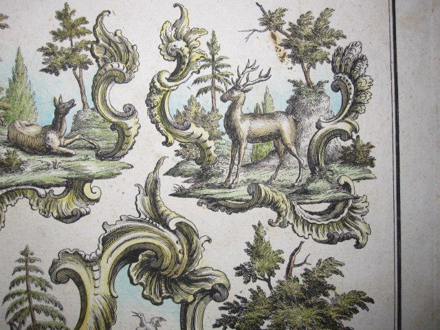 Pair Of Engravings With Pastoral Motifs And Seed Beads. Possible Patterns For Upholstering Them-photo-6