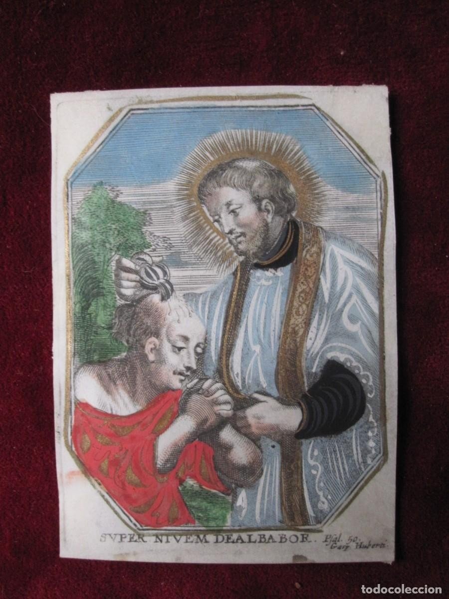 Deux Belles Gravures Sur Parchemin, Couleur Et Doré : San Agustin Et Un Autre Saint. 17ème Sièc-photo-2