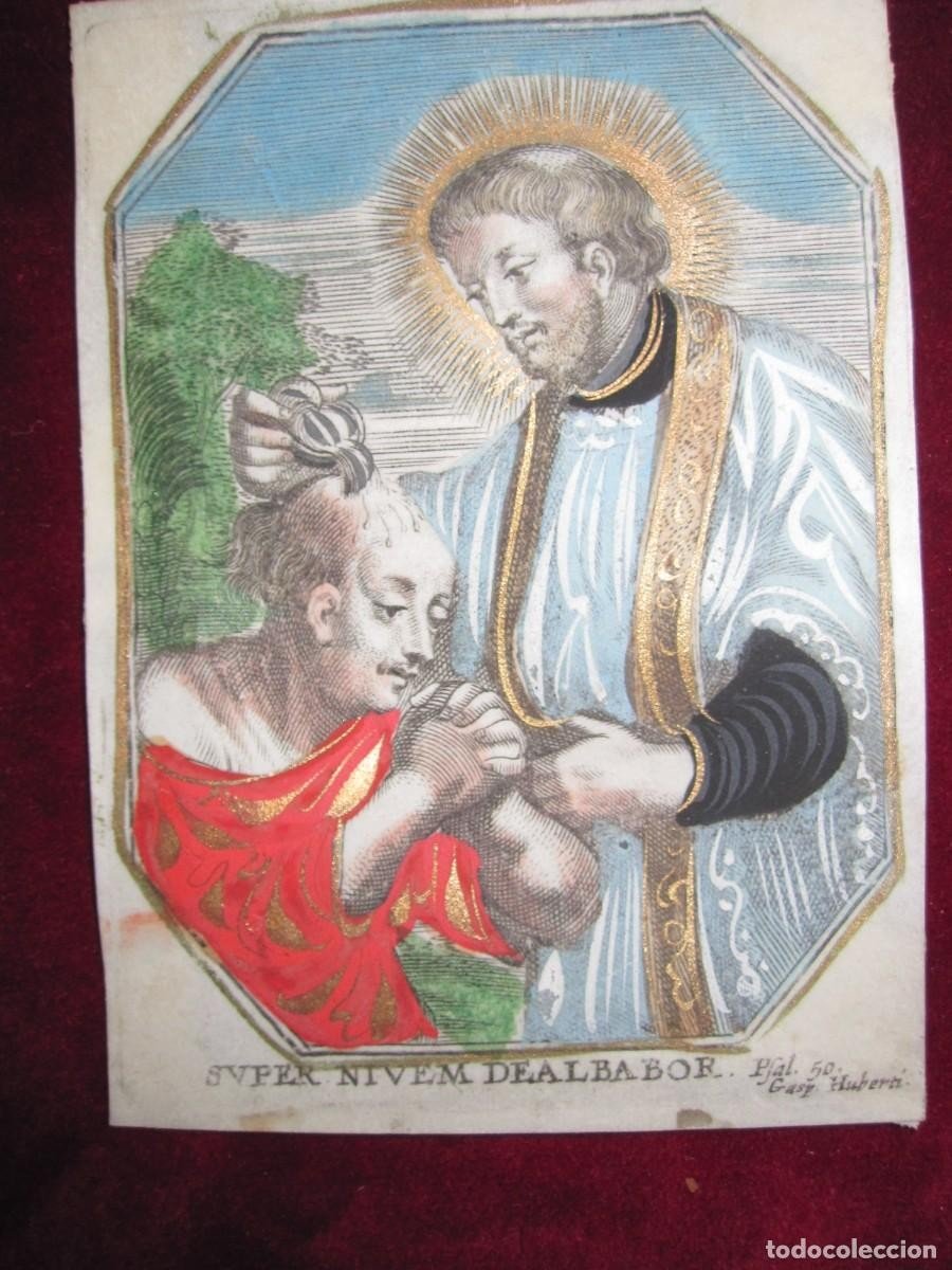 Deux Belles Gravures Sur Parchemin, Couleur Et Doré : San Agustin Et Un Autre Saint. 17ème Sièc-photo-7