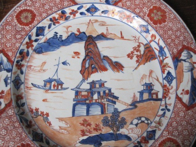 Large Chinese Plate From The Quianlong Period With Imari Decor. 18th Century-photo-3