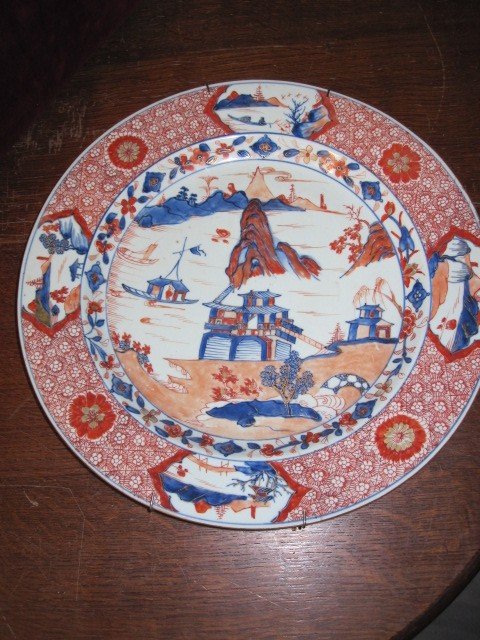 Large Chinese Plate From The Quianlong Period With Imari Decor. 18th Century-photo-5