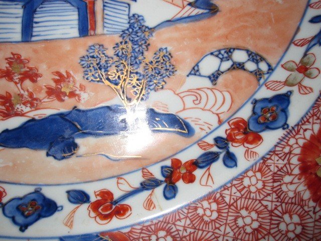 Large Chinese Plate From The Quianlong Period With Imari Decor. 18th Century-photo-8