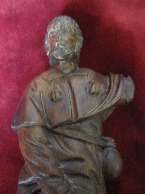 Saint Roch Of Montpellier In Pilgrim's Habit Wood Sculpture With Remains Of Polychrome-photo-2