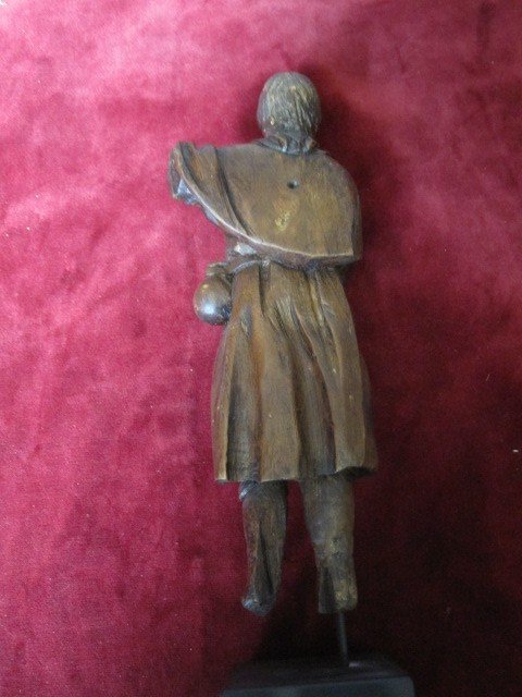 Saint Roch Of Montpellier In Pilgrim's Habit Wood Sculpture With Remains Of Polychrome-photo-2