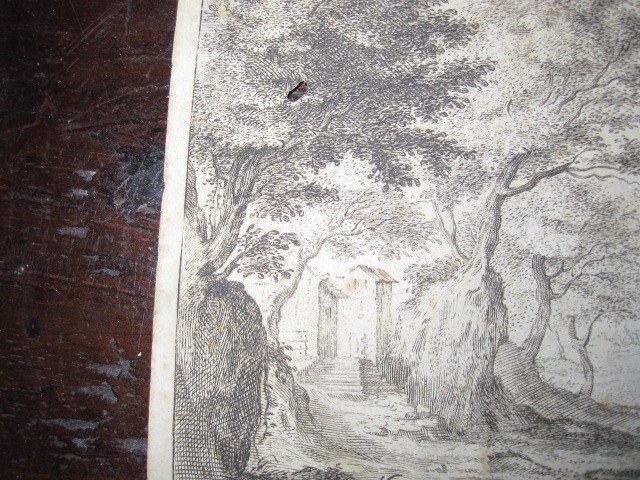 Rest During The Flight To Egypt. Engraving On Parchment. Signed Gallé-photo-2