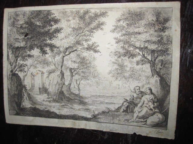 Rest During The Flight To Egypt. Engraving On Parchment. Signed Gallé-photo-4