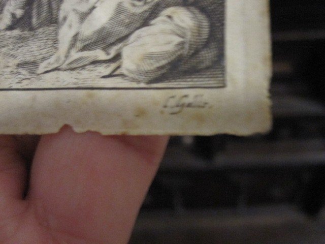 Rest During The Flight To Egypt. Engraving On Parchment. Signed Gallé-photo-5